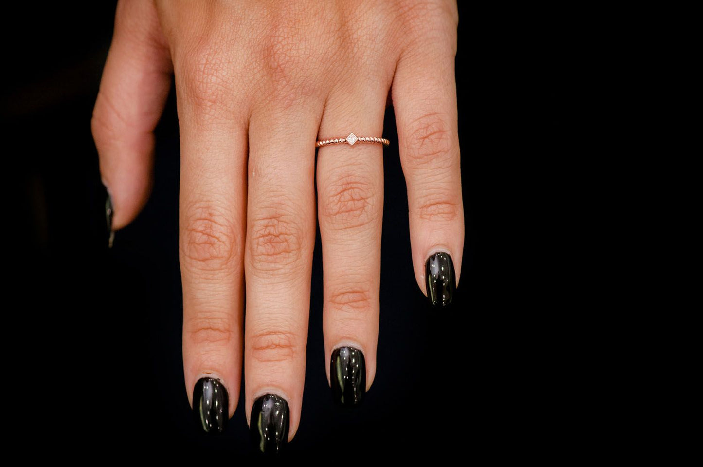 PRINCESS BEZEL ROPE DIAMOND RING 14K SOLID GOLD 0.05CTW