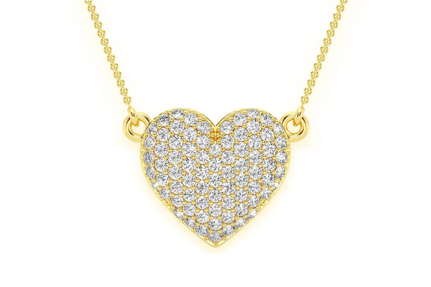 COLIER CU INIMĂ ȘI DIAMANTE CONECTATE, AUR MASIV DE 14K, 0.25CT