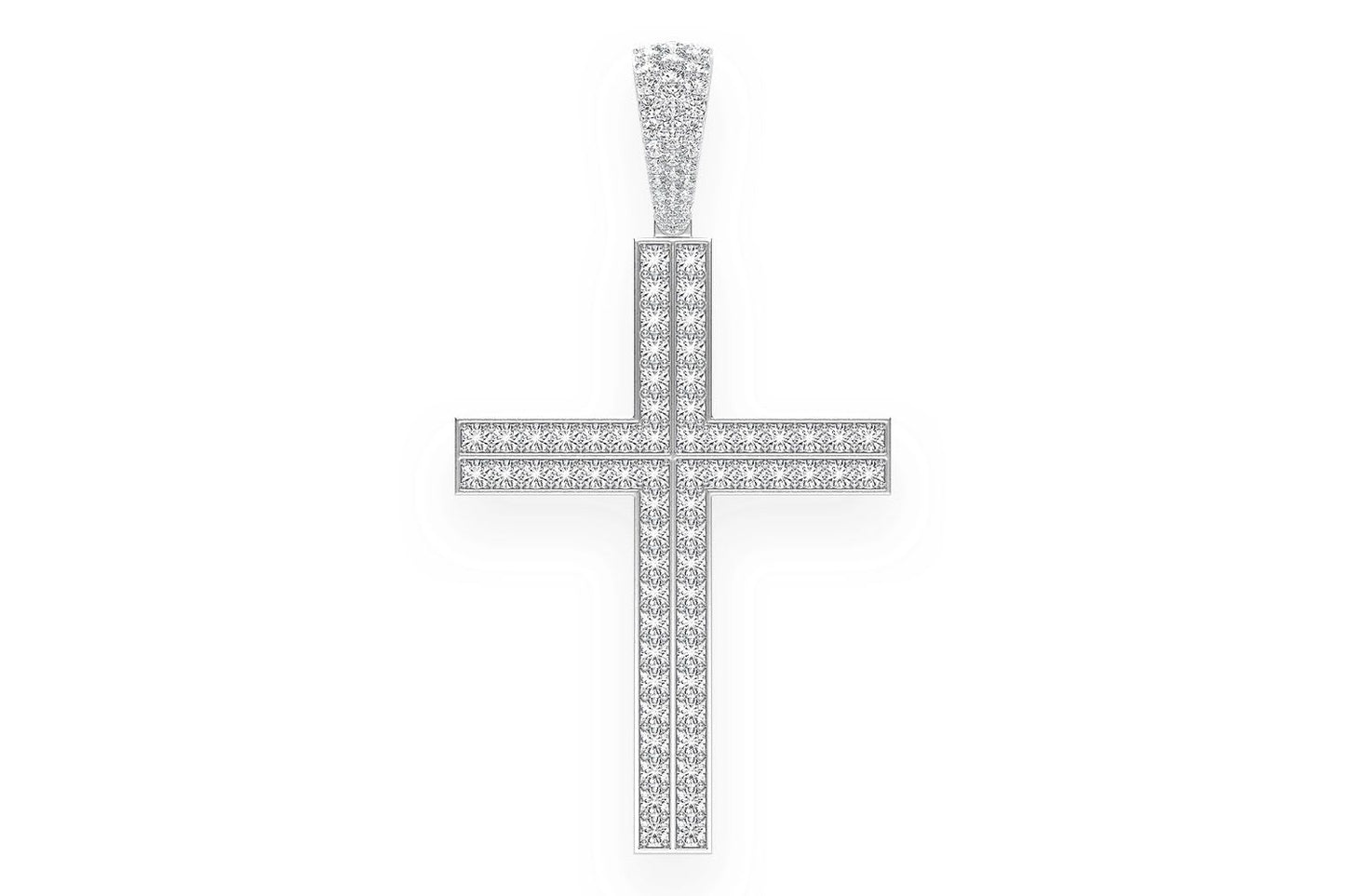 STRAIGHT ACCENT CROSS DIAMOND PENDANT 14K SOLID GOLD 5.50CTW
