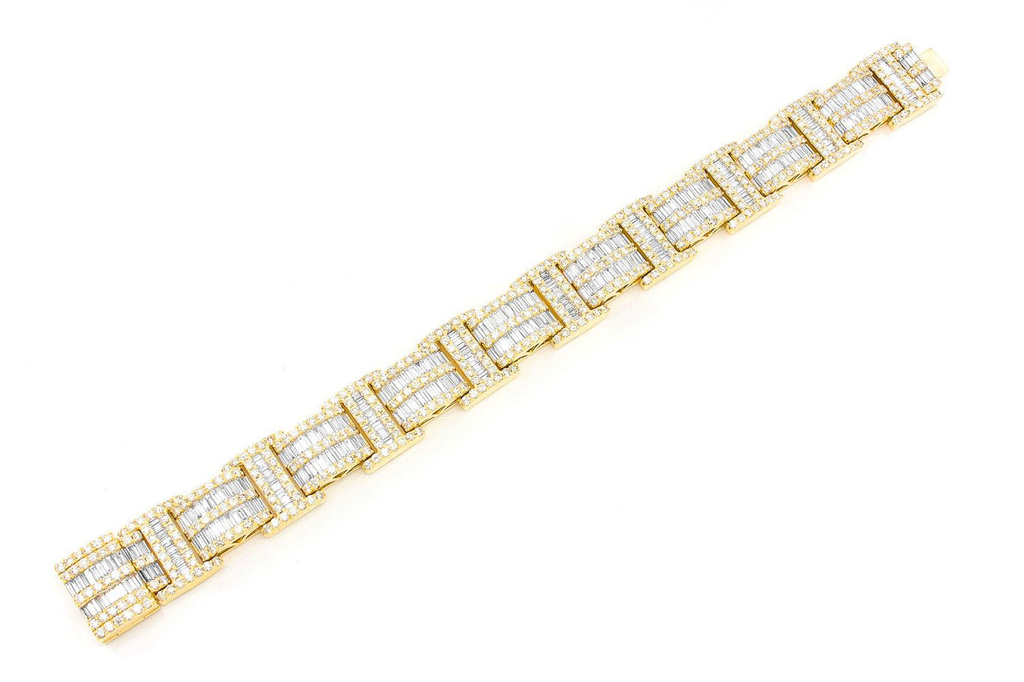 2 ROW BAGUETTE & ROUND DIAMOND BRACELET 14K SOLID GOLD 23.50CTW