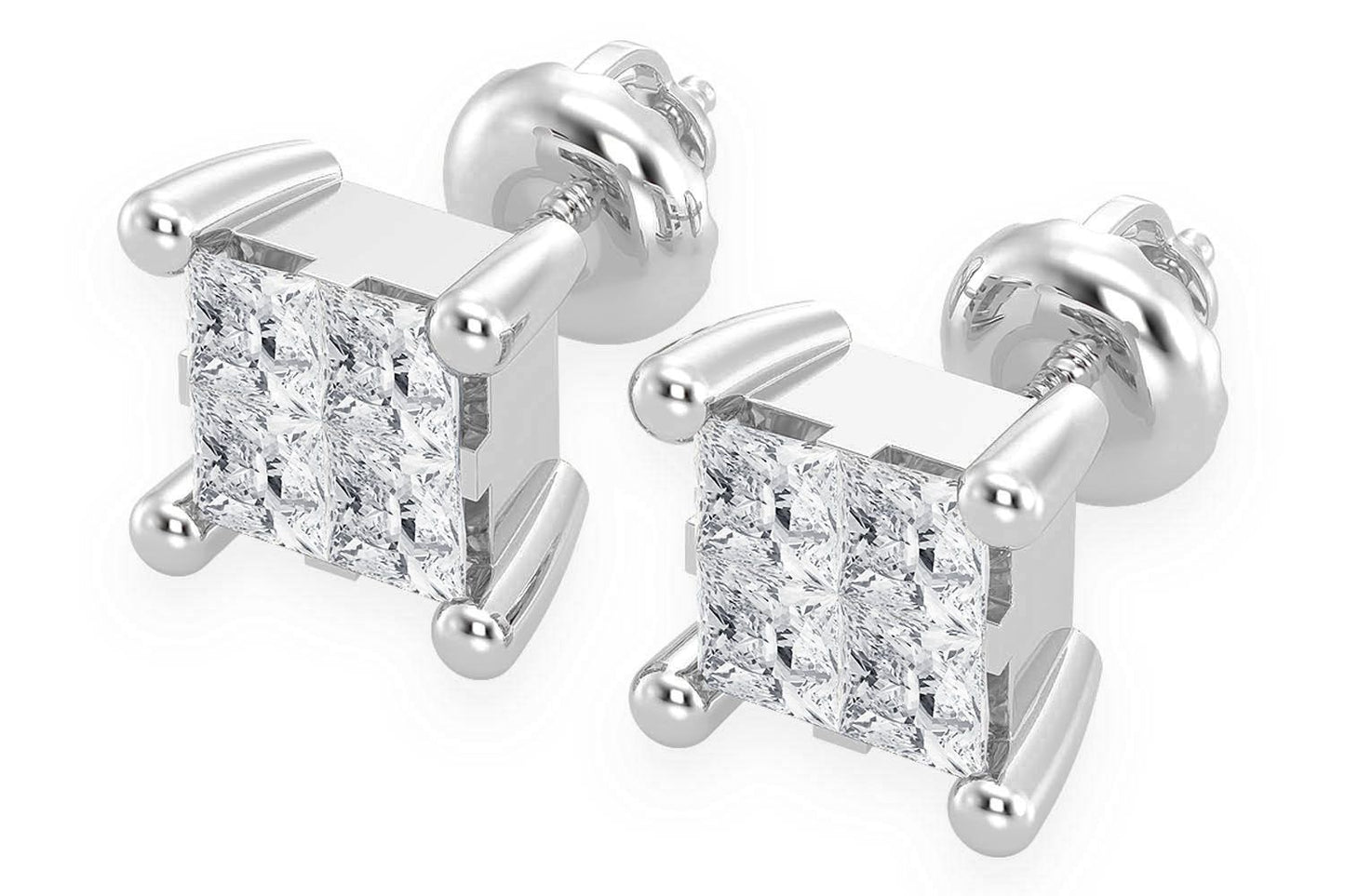 0.25CTW QUAD STUD DIAMOND EARRINGS 14K SOLID GOLD