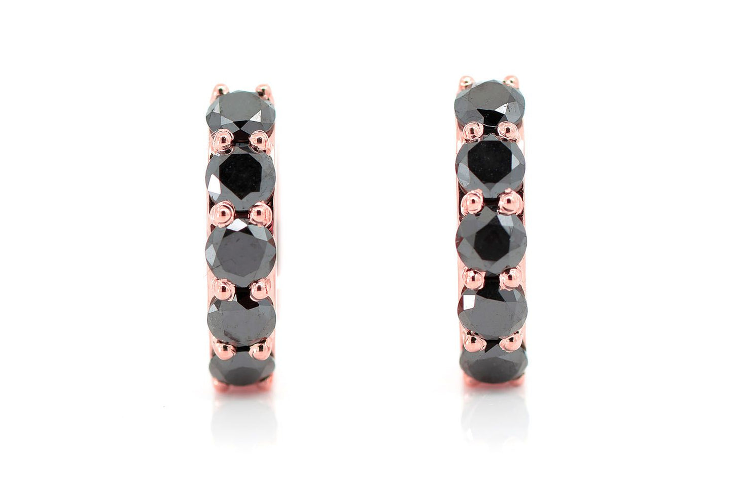 BLACK DIAMOND HOOP EARRINGS 14K SOLID GOLD 1.00CTW