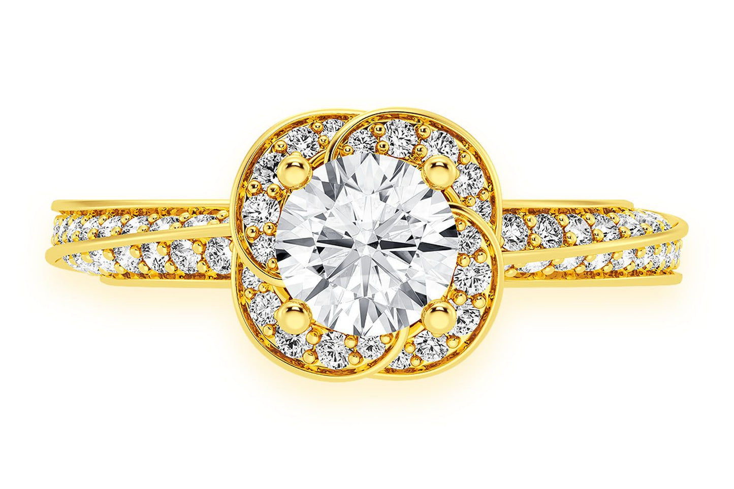 .75CT ROUND SOLITAIRE - FLORAL TWIST HALO - DIAMOND ENGAGEMENT RING