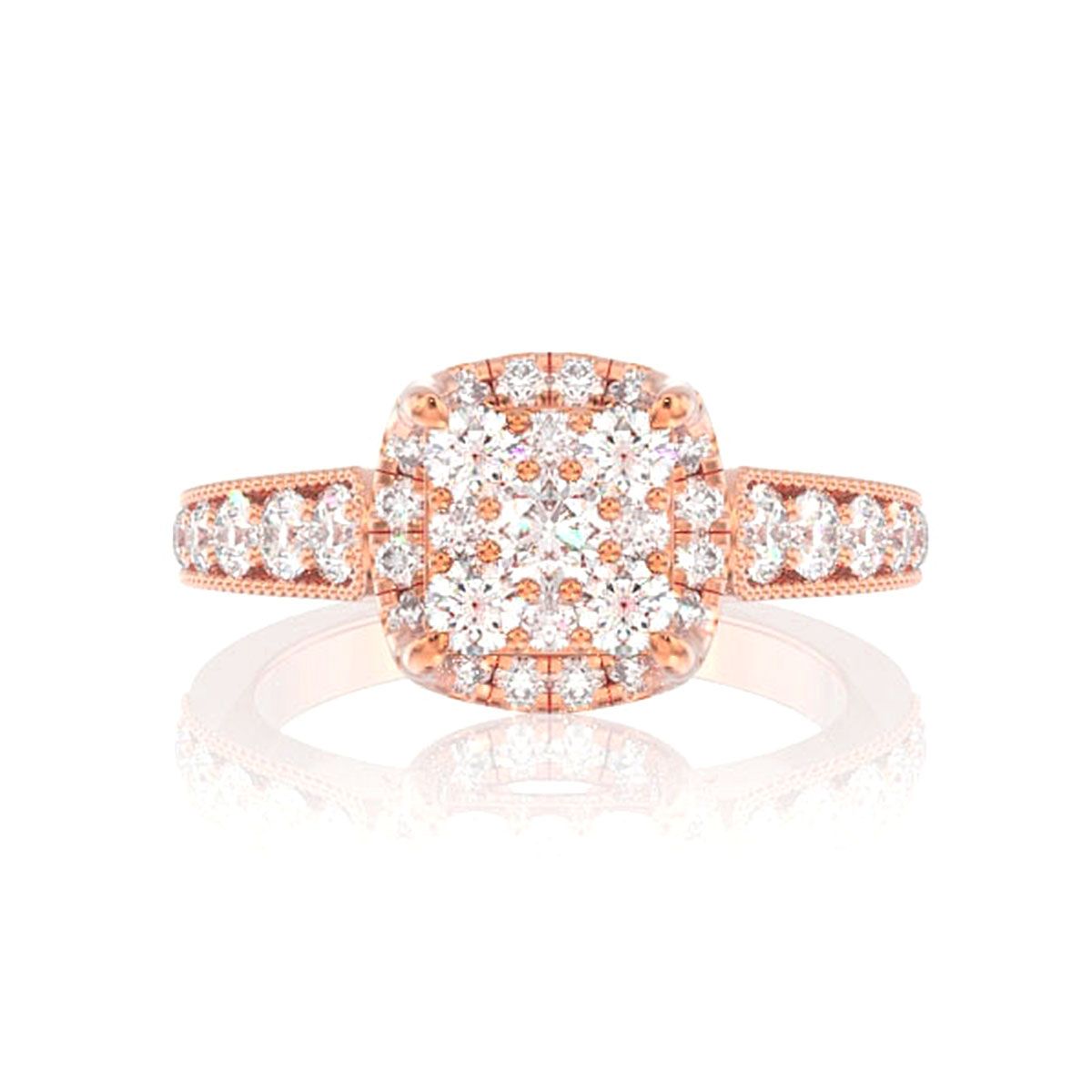 1.00CTW SQUARE PAVE CENTER - DIAMOND ENGAGEMENT RING