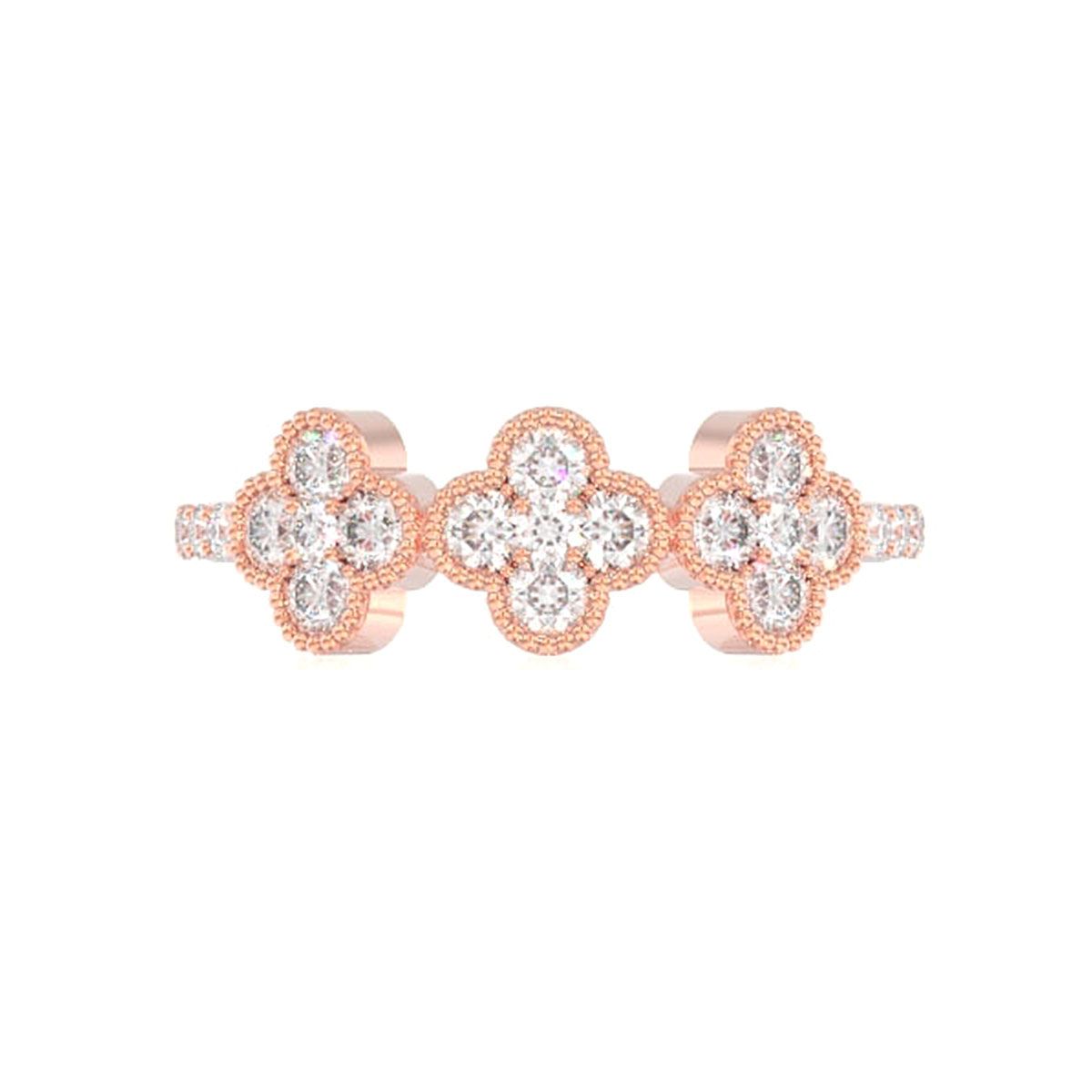 CLOVER DIAMOND RING 14K SOLID GOLD 0.75CTW