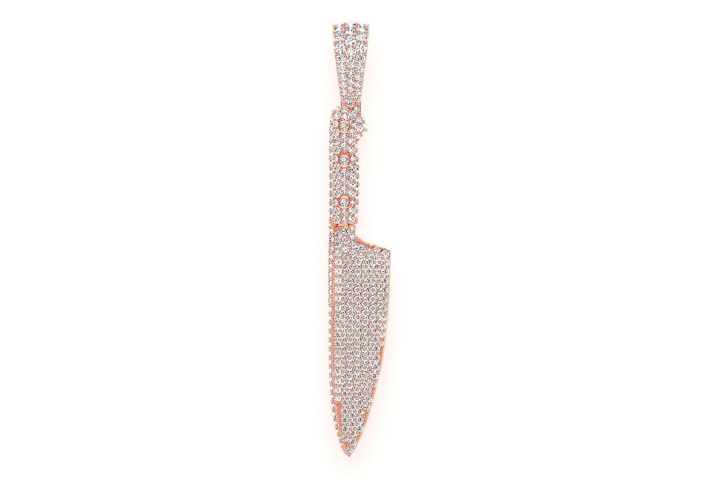 CHEF'S KNIFE DIAMOND PENDANT 14K SOLID GOLD 2.25CTW