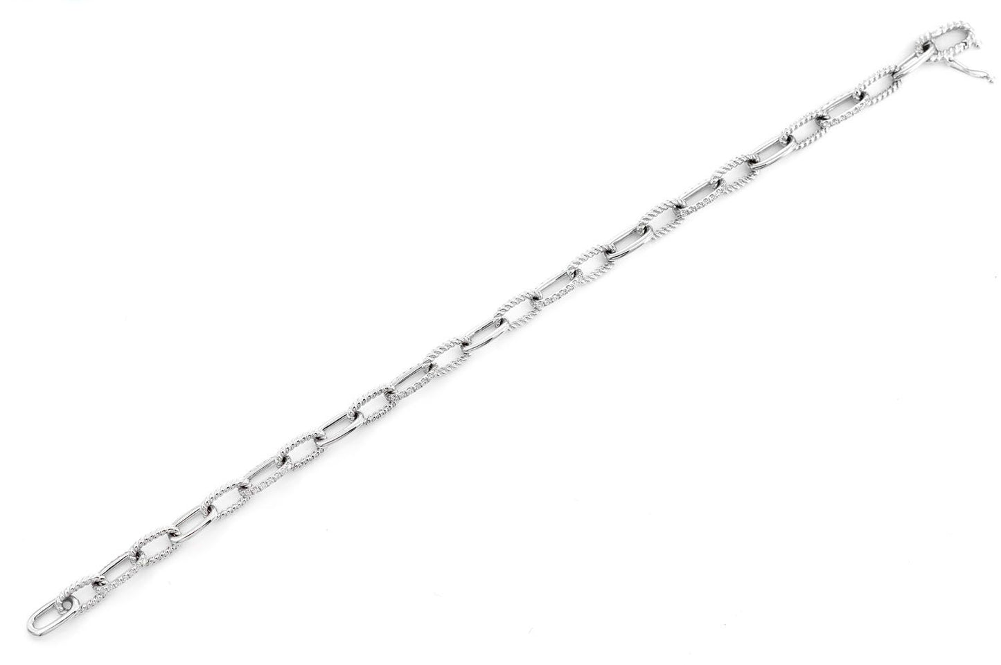DIAMOND PAVE ENLONGATED ROLO LINK BRACELET 14K SOLID GOLD 0.70CTW