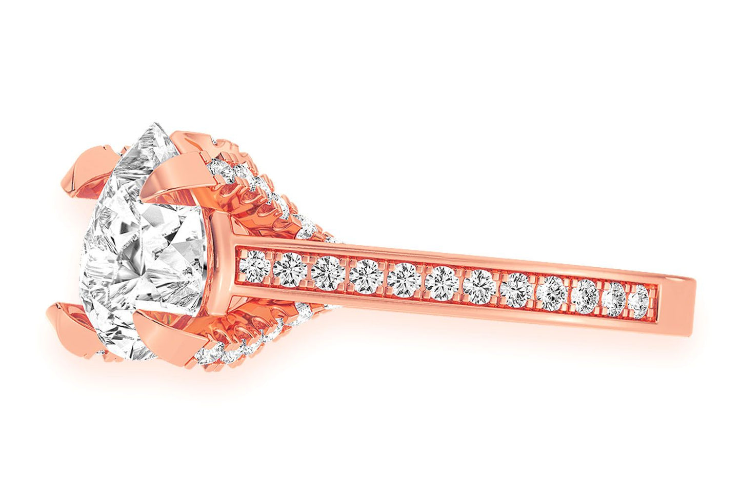2.00CT PEAR SOLITAIRE - DELUXE ONE ROW SCALLOP - DIAMOND ENGAGEMENT RING