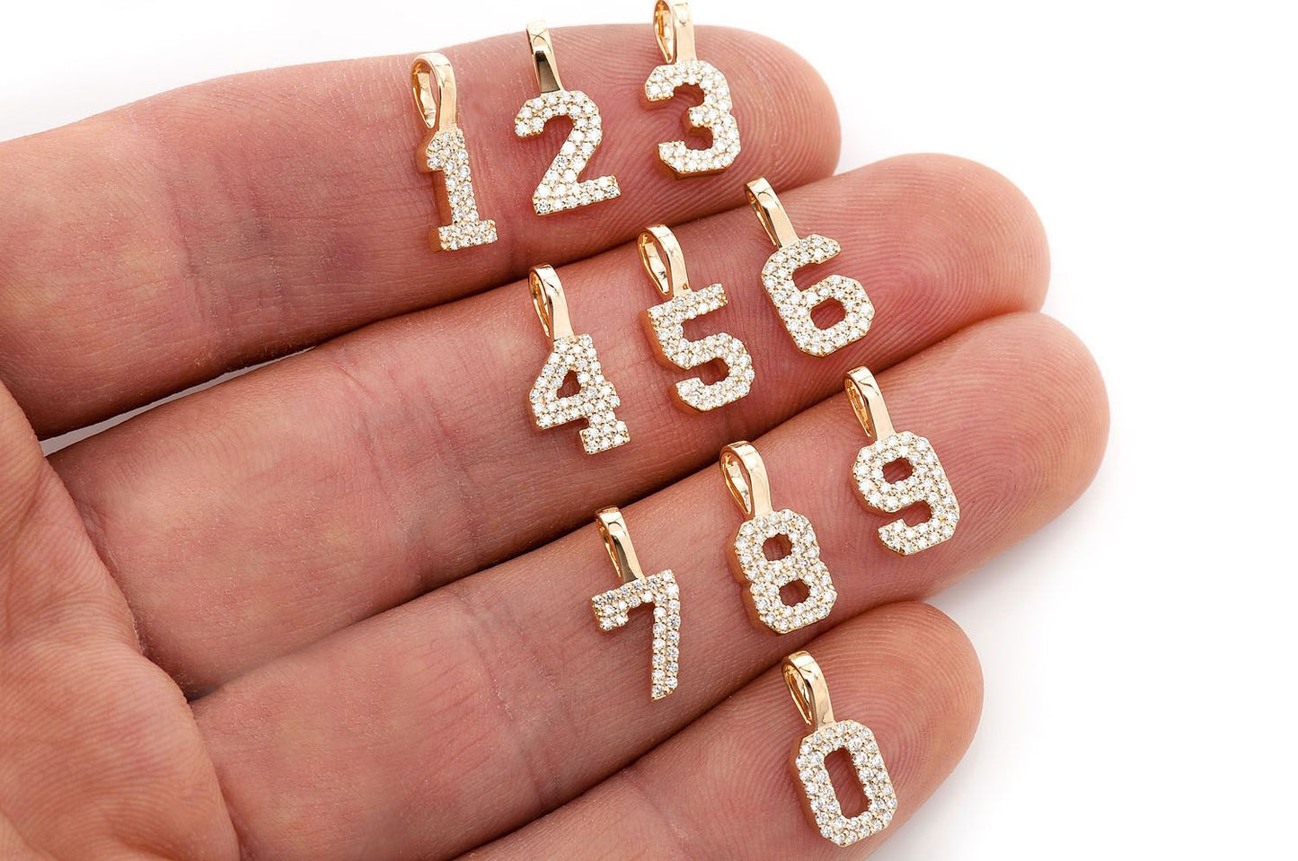 SMALL JERSEY NUMBER DIAMOND PENDANT 14K GOLD .10CTW