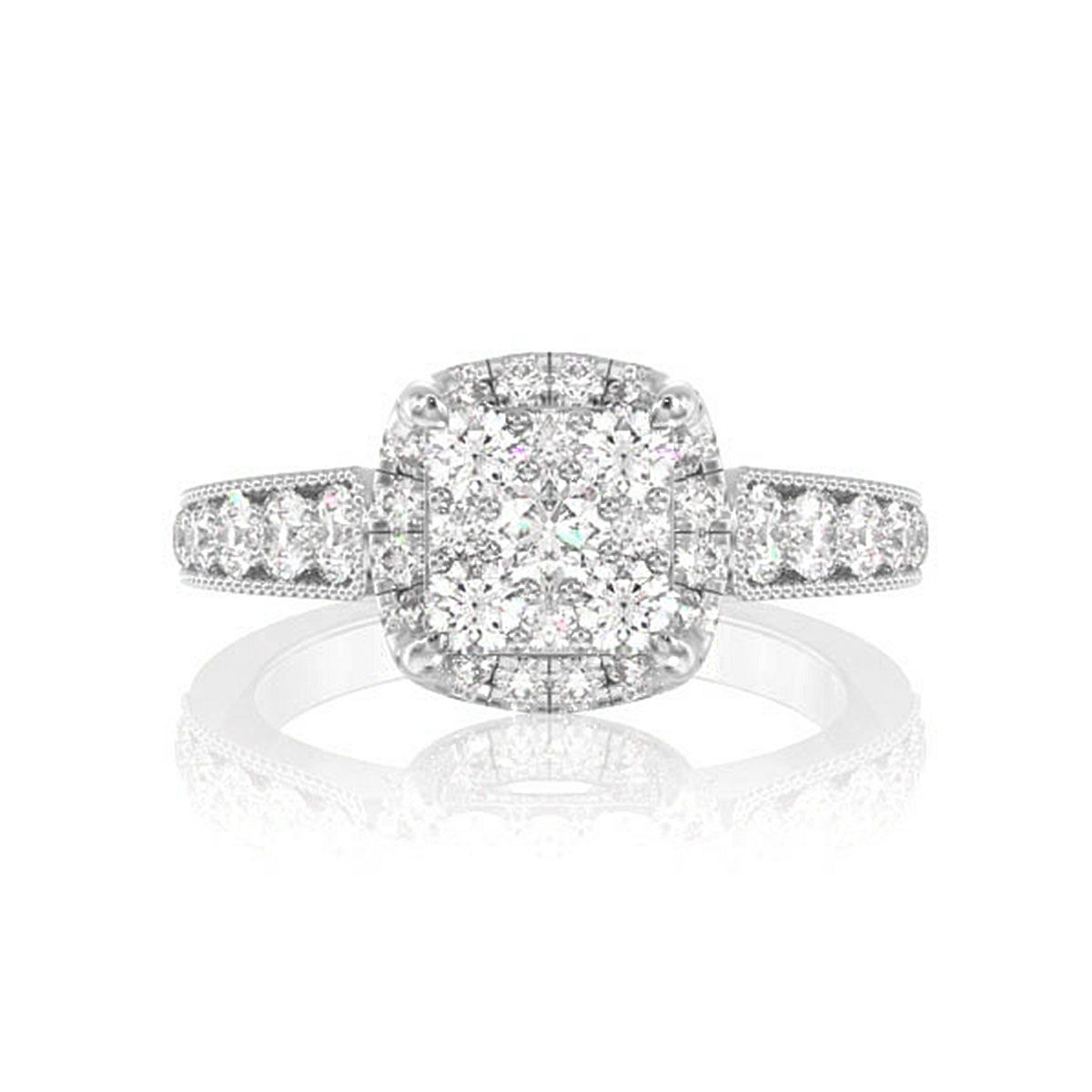 1.00CTW SQUARE PAVE CENTER - DIAMOND ENGAGEMENT RING