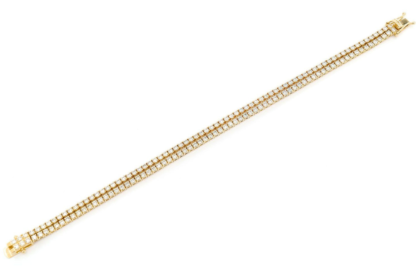 3PT TWO ROW PRONG SET DIAMOND TENNIS BRACELET 14K SOLID GOLD 4.75CTW