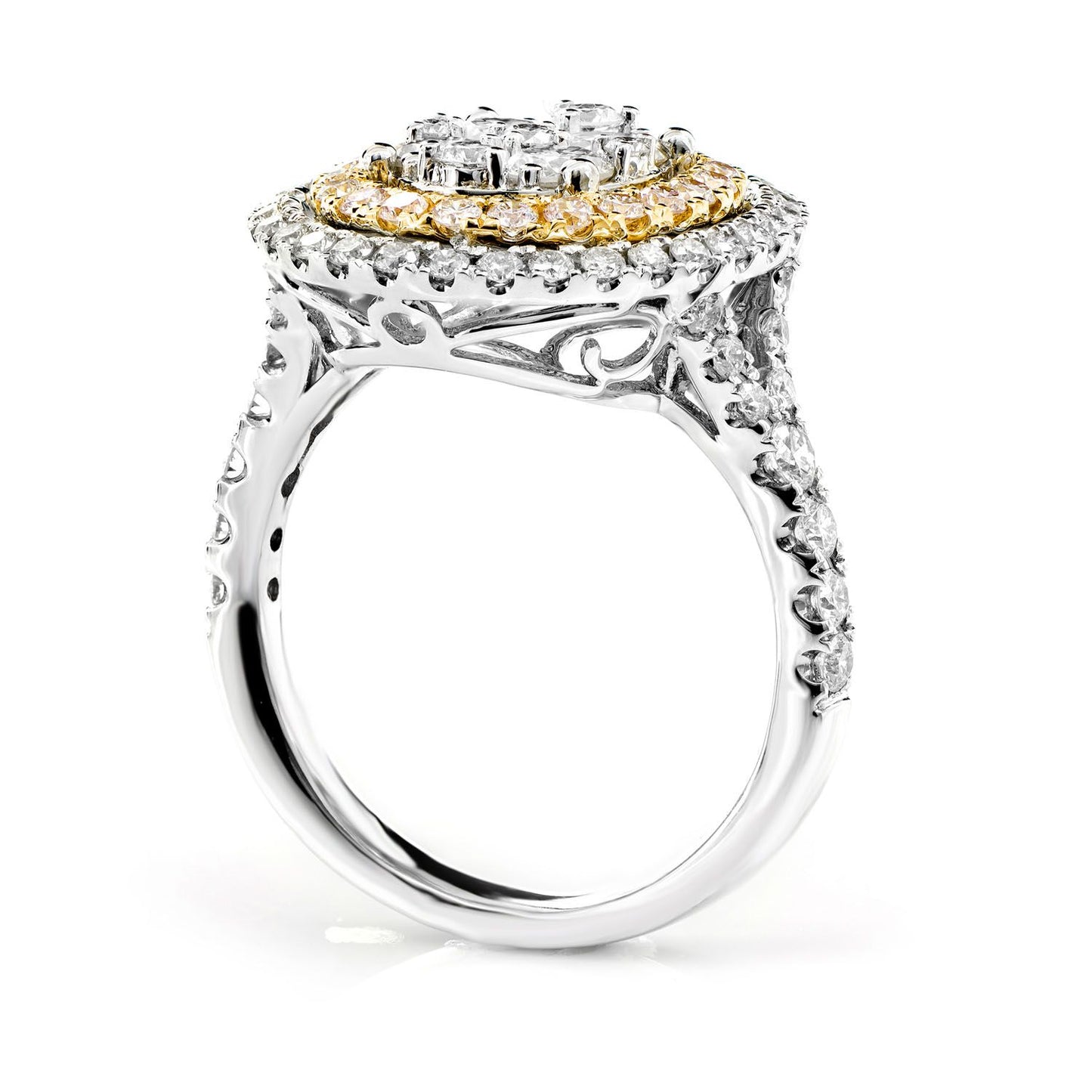 OVAL CLUSTER DOUBLE DIAMOND HALO RING 14K SOLID GOLD 1.50CTW