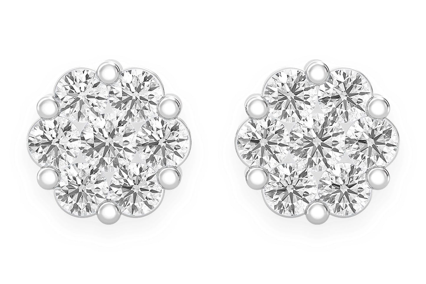 0.50CTW FLOWER STUD DIAMOND EARRINGS 14K SOLID GOLD
