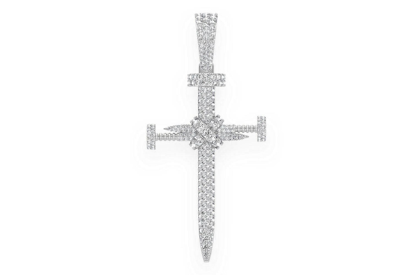 PANDANT CU DIAMANT ȘI CRUCE DE UNGHII, AUR MASIV DE 14K, 2,25 CT