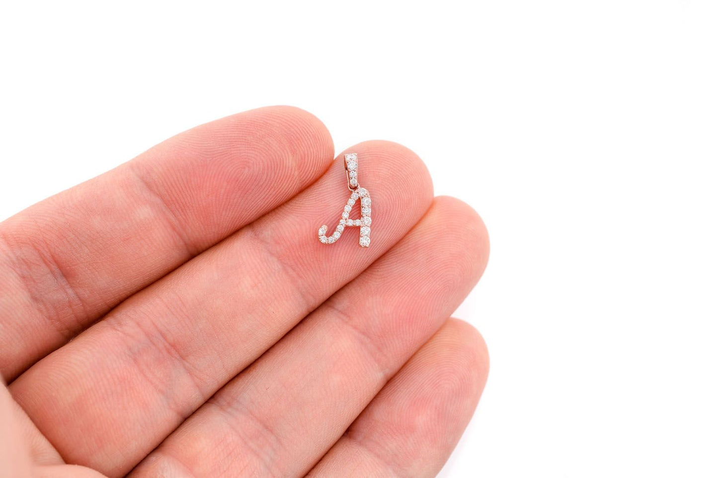 PAINTER LETTER A DIAMOND PENDANT 14K SOLID GOLD 0.20CTW