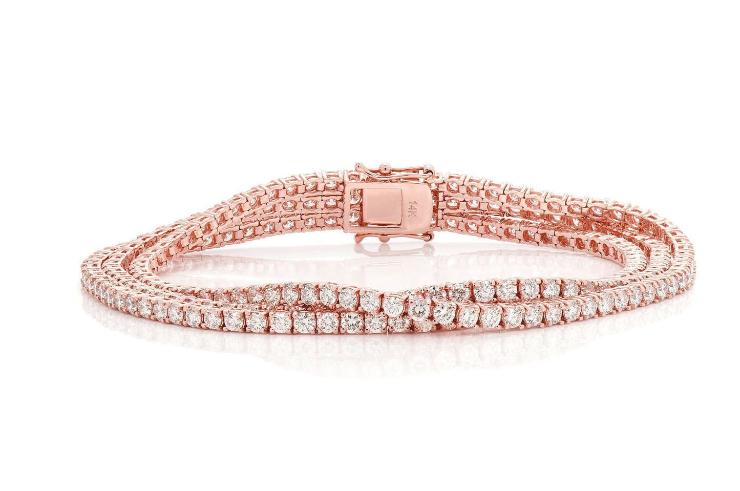 6PT THREE ROW PRONG SET DIAMOND TENNIS BRACELET 14K SOLID GOLD 12.75CTW