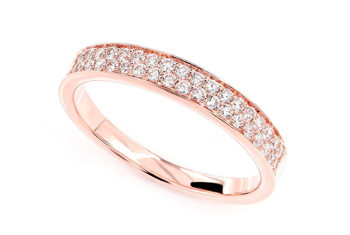 TWO ROW BORDER DIAMOND BAND RING 14K SOLID GOLD 0.33CTW