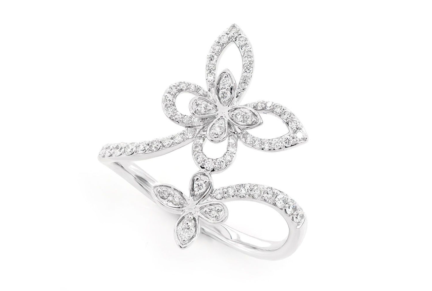 BUTTERFLY DIAMOND RING 14K SOLID GOLD 0.30CTW