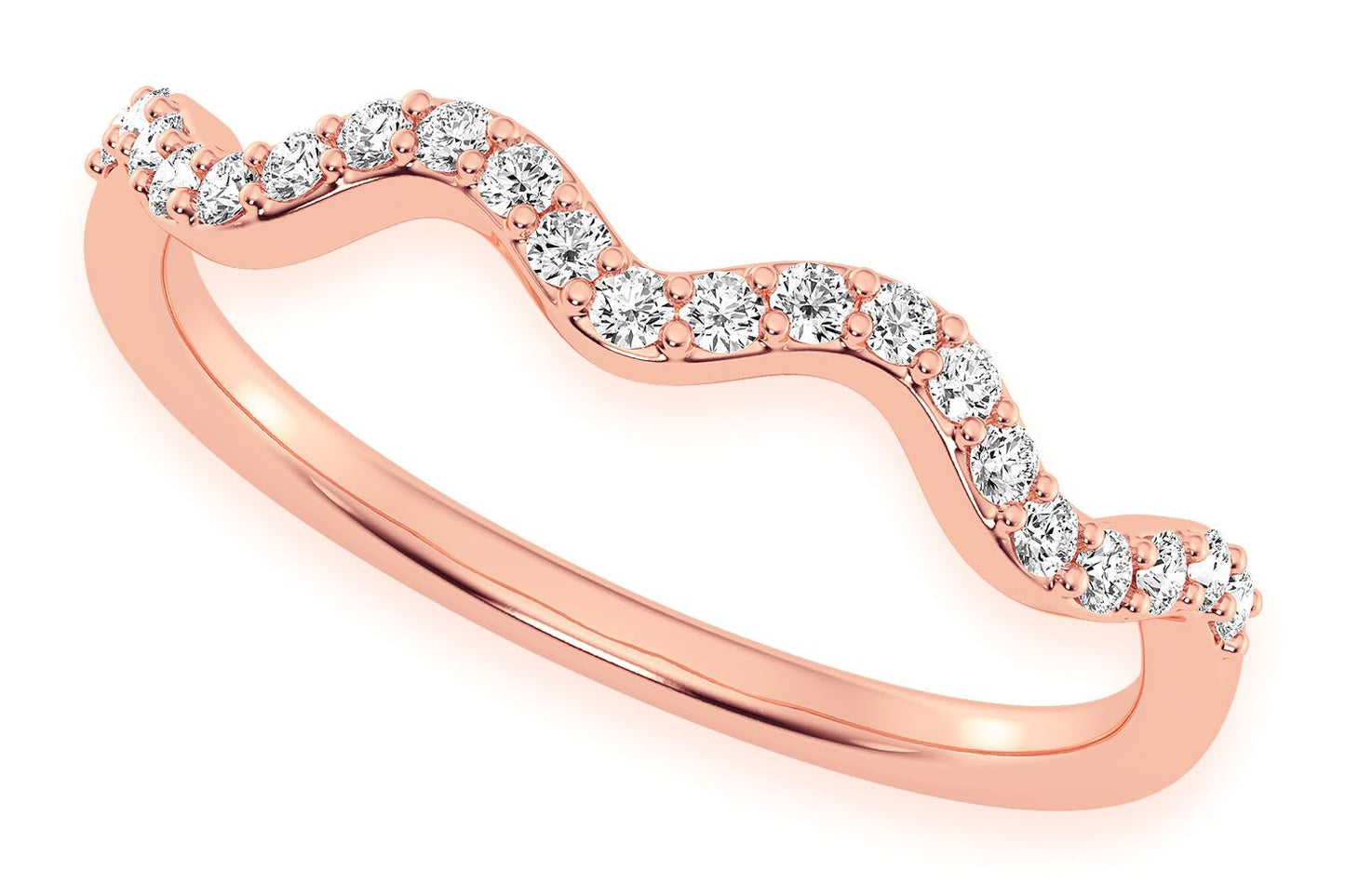 WAVY DIAMOND RING 14K SOLID GOLD 0.10CTW