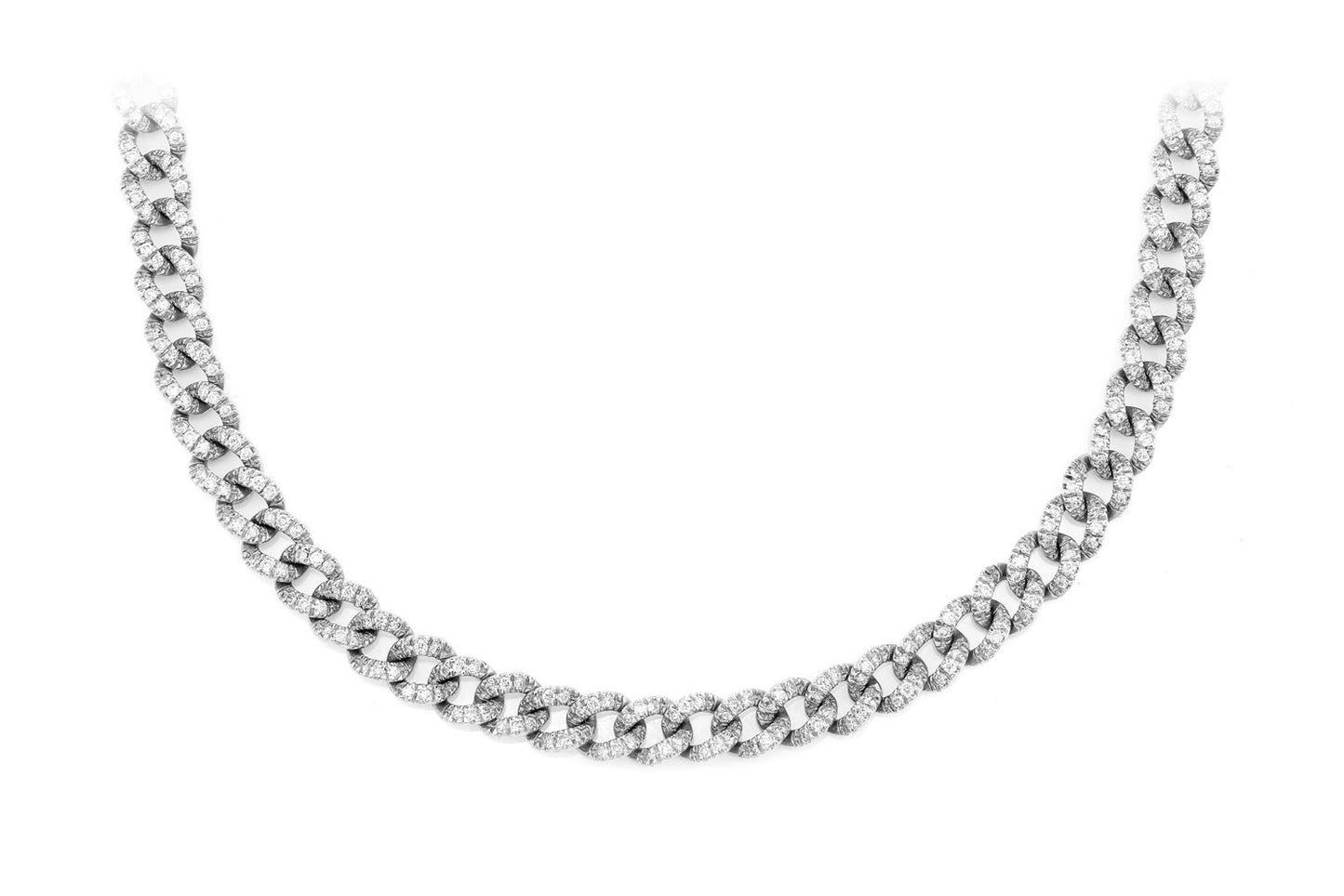COLIER CU DIAMANTE CU LEGĂTURĂ CUBANĂ DE 5 MM, AUR MASIV DE 14K, 2,75 CT