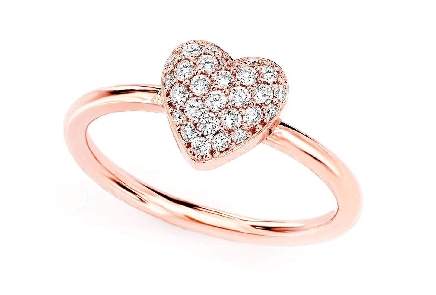 DIAMOND BUBBLY HEART RING 14K SOLID GOLD 0.20CTW