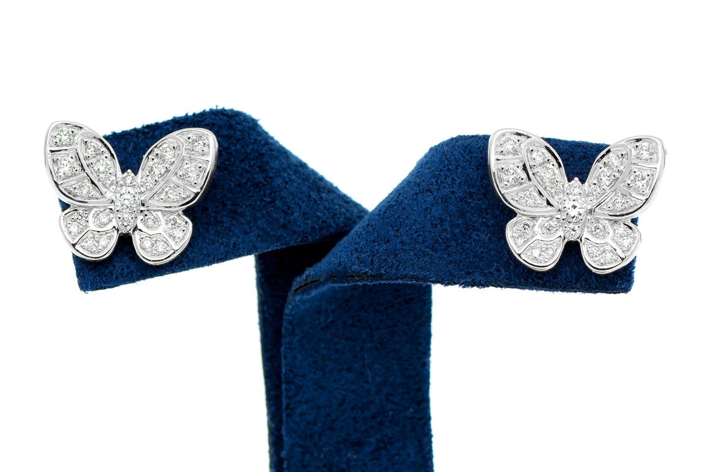 INTRICATE BUTTERFLY STUD DIAMOND EARRINGS 14K SOLID GOLD 0.35CTW