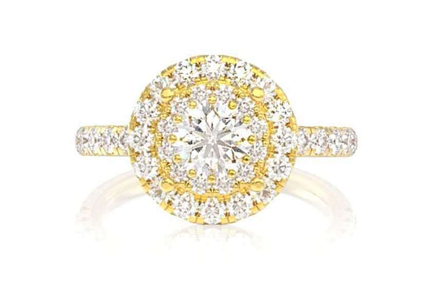 1.50CTW - ROUND DOUBLE HALO - DIAMOND ENGAGEMENT RING