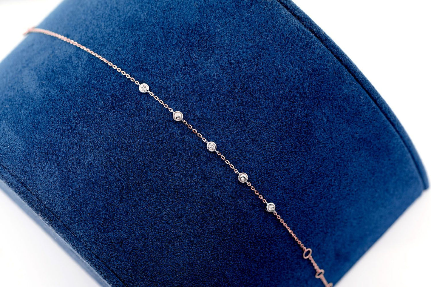 BEAD & BEZEL DIAMOND BRACELET 14K SOLID GOLD 0.05CTW