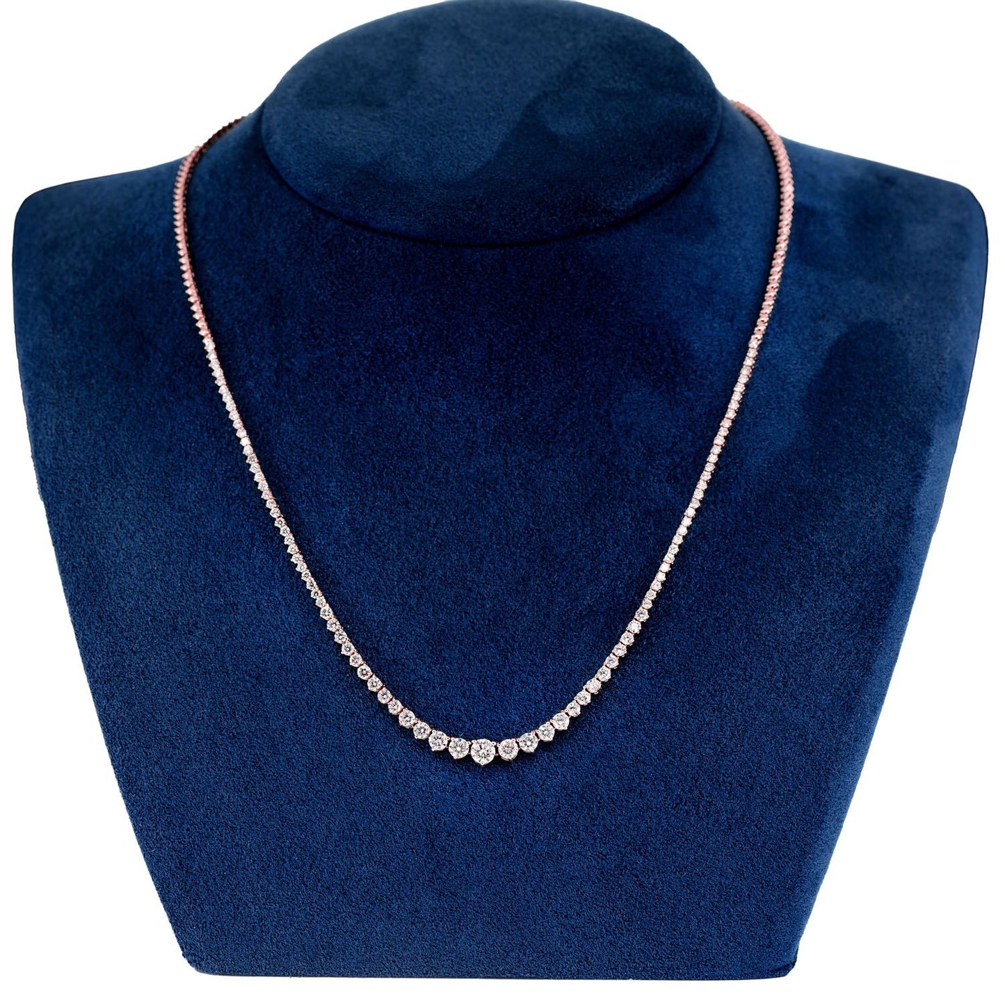 GRADUATED DIAMOND RIVIERA NECKLACE 14K SOLID GOLD 3.00CTW