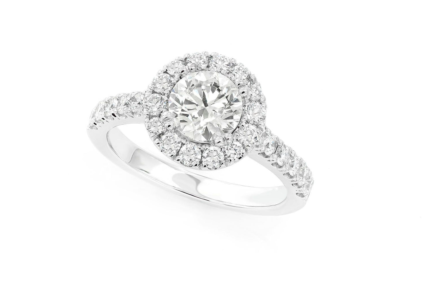 1.00CT ROUND SOLITAIRE - HALO - DIAMOND ENGAGEMENT RING