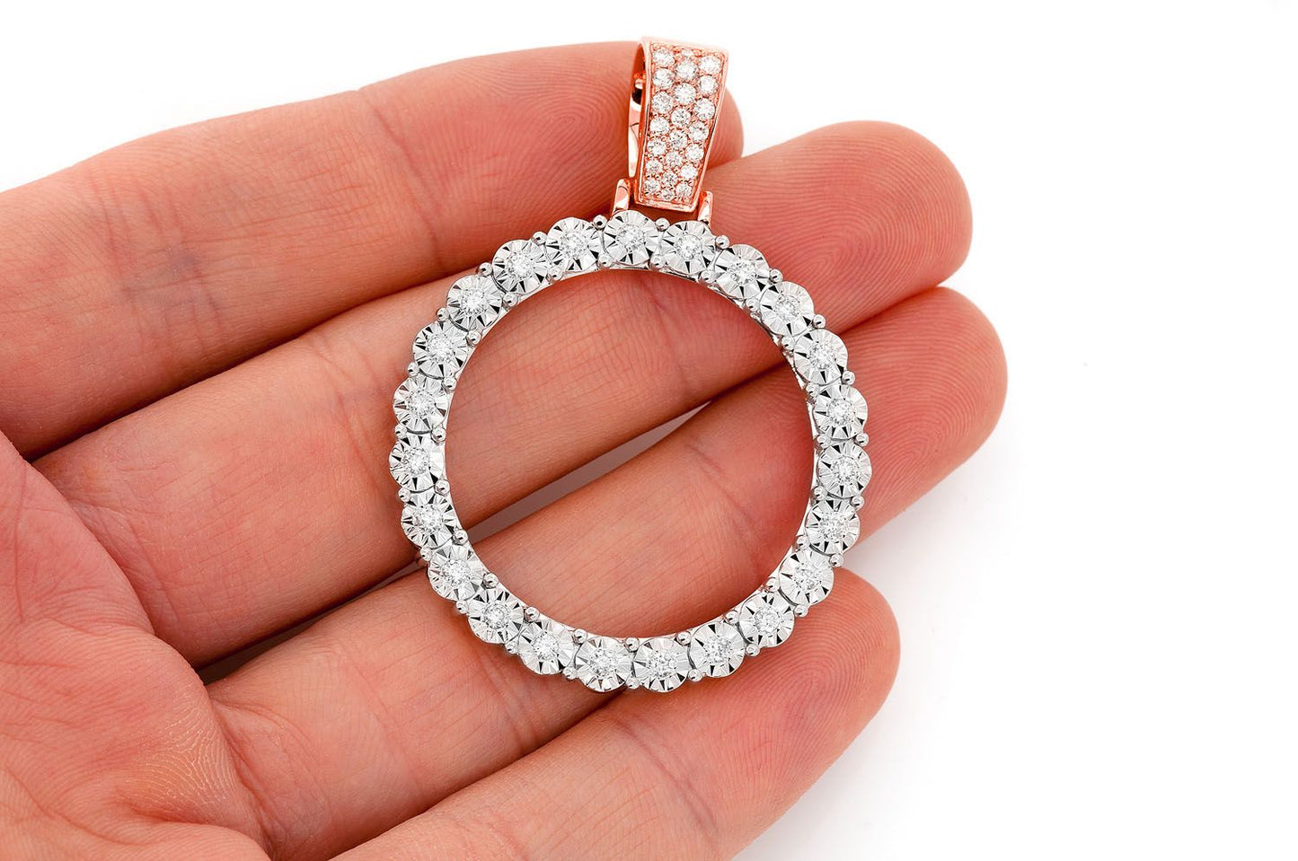 PANDANT CU DIAMANTE CU AMORTARE, SET MIRACULOS, AUR MASIV DE 14K, 1.15CTW