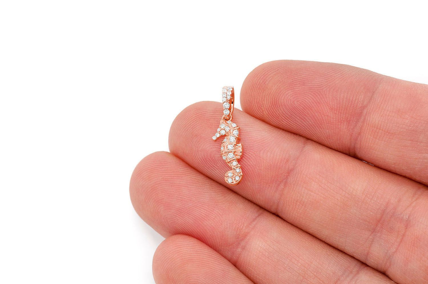 SEAHORSE DIAMOND PENDANT 14K SOLID GOLD .15CTW