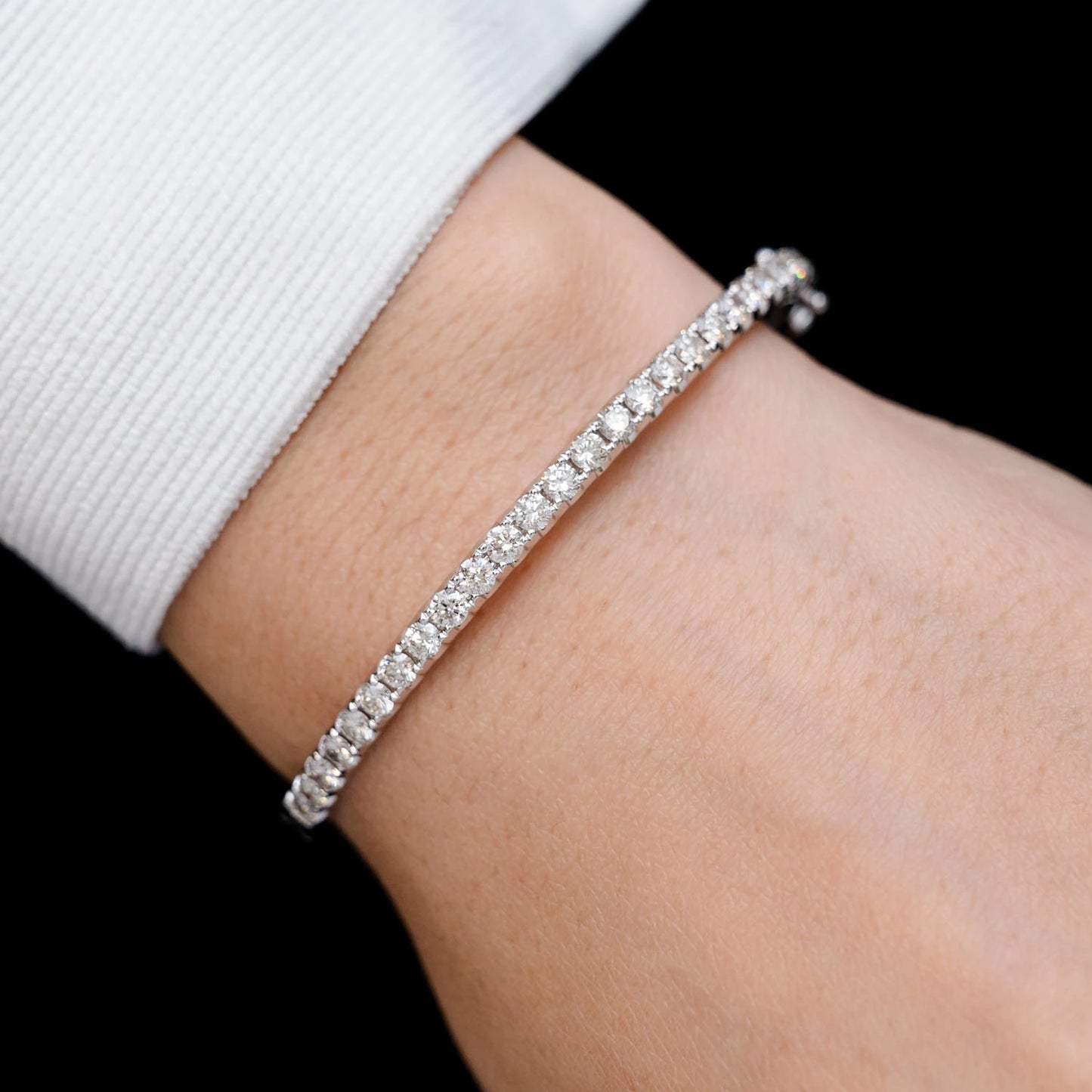 DIAMOND HINGED BANGLE BRACELET SOLID GOLD 2.50CTW