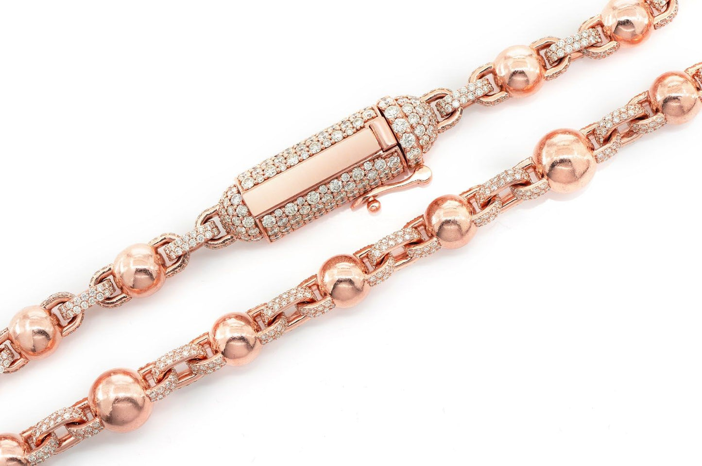 ROLO BEADED DIAMOND NECKLACE 14K SOLID GOLD 30.00CTW