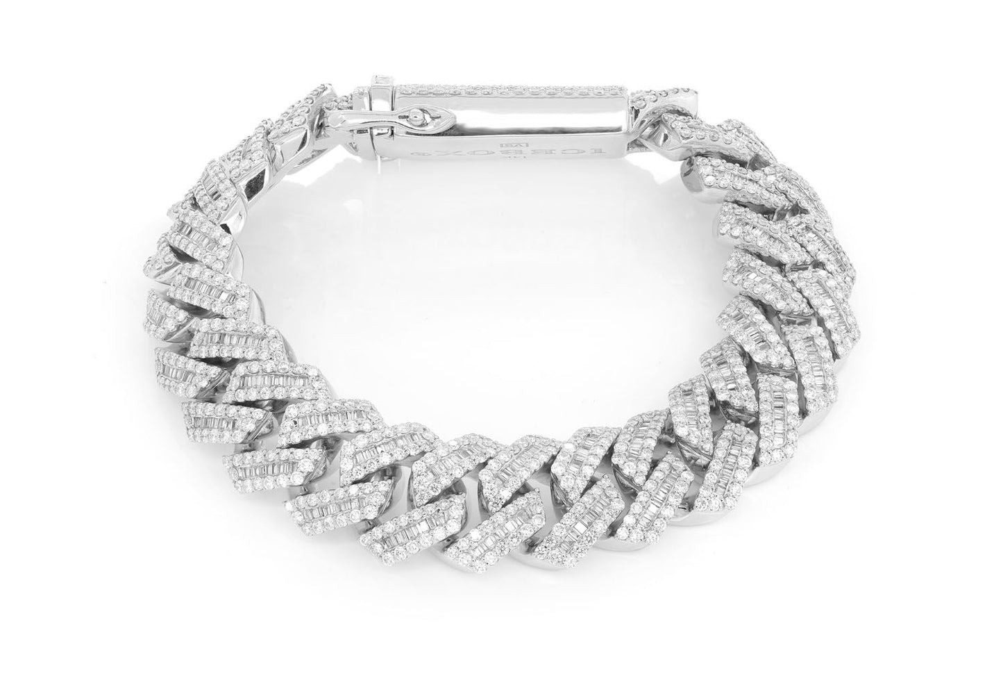 16MM RAISED BAGUETTE CUBAN LINK BRACELET 14K 17.25CTW