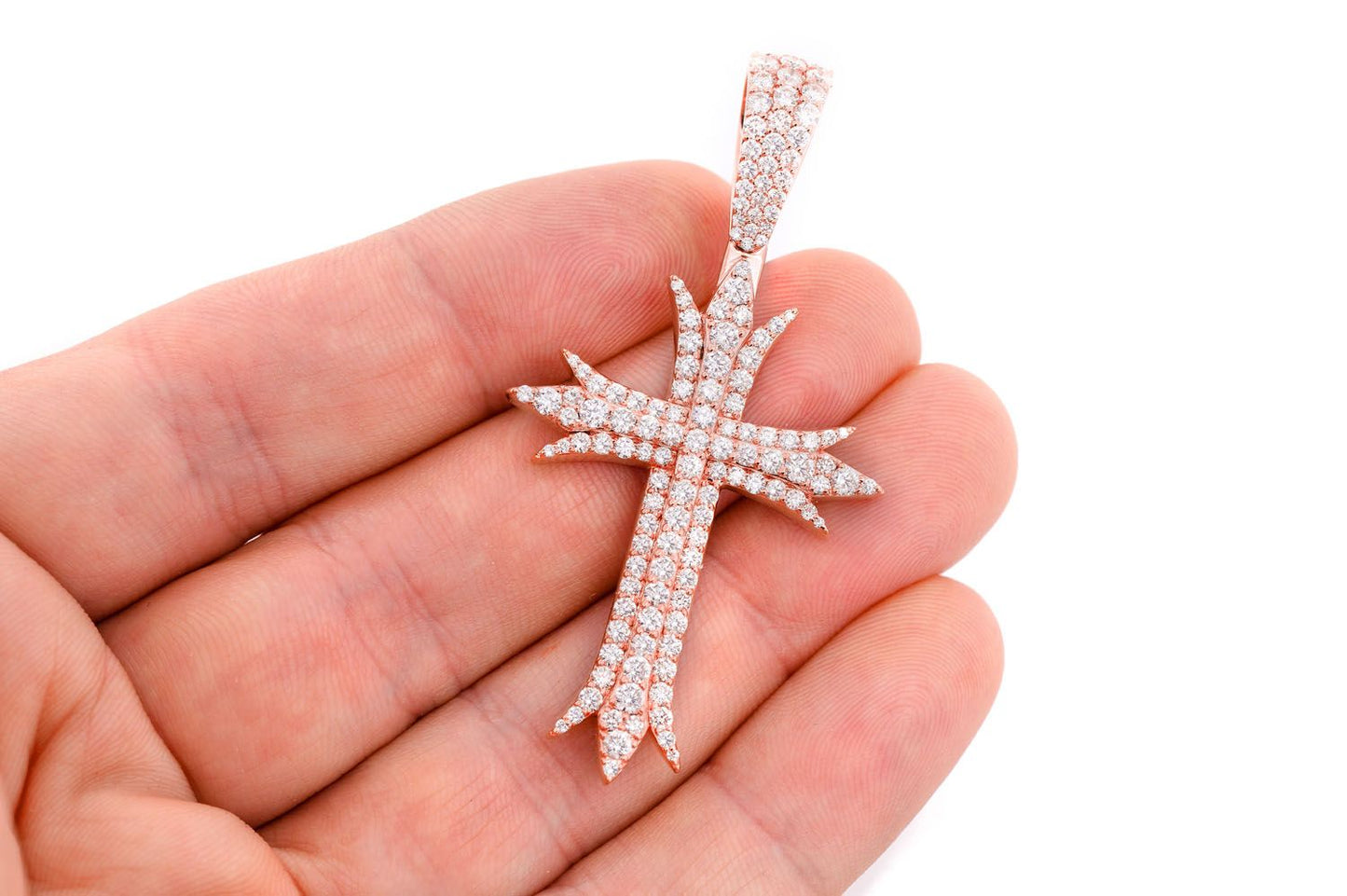 PANDANT DECO CROSS CU DIAMANT, AUR MASIV DE 14K, 3,75 CT