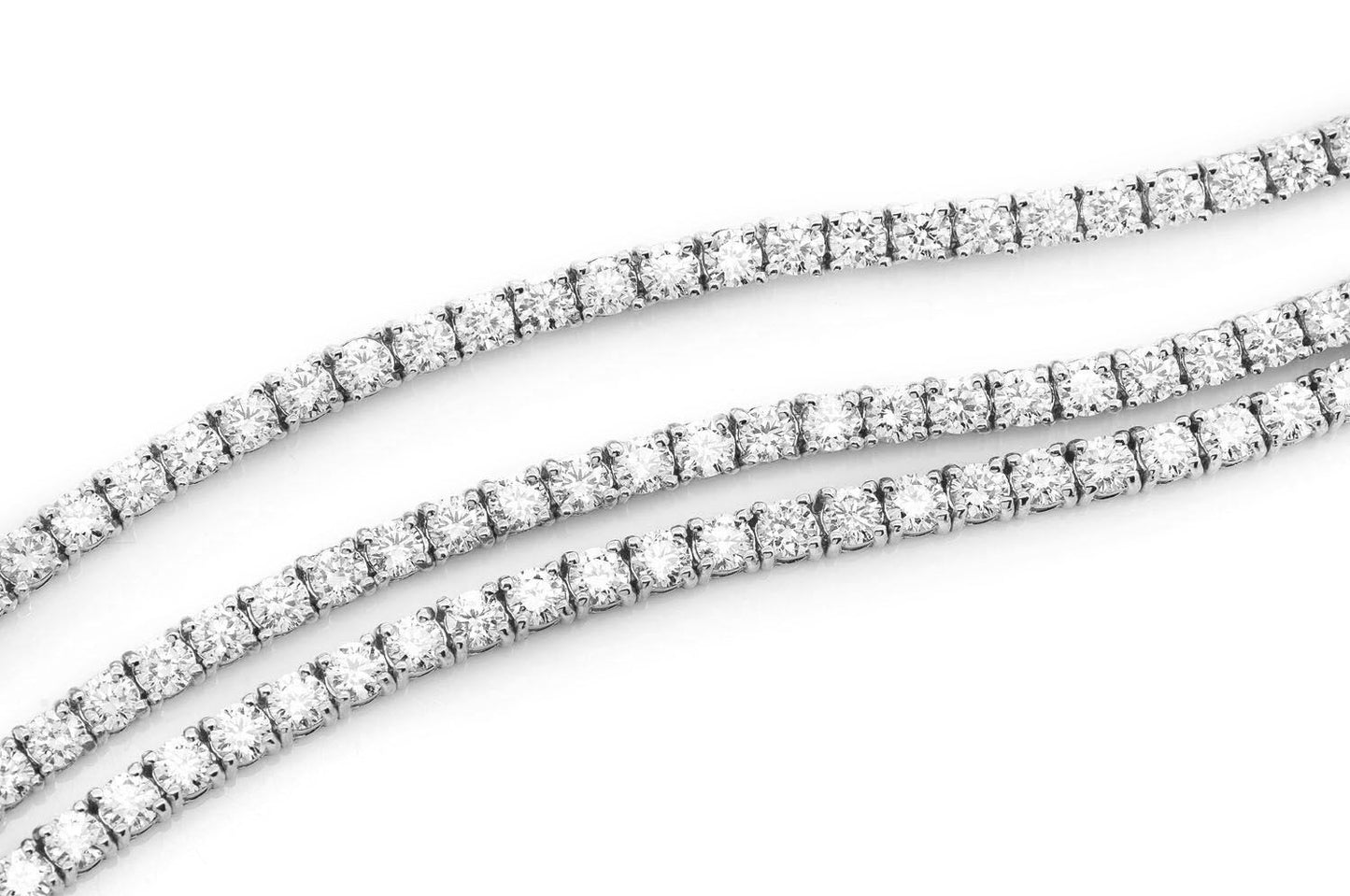 6PT THREE ROW PRONG SET DIAMOND TENNIS BRACELET 14K SOLID GOLD 12.75CTW