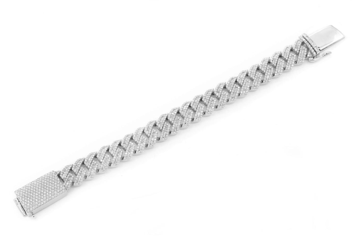 16MM RAISED BAGUETTE CUBAN LINK BRACELET 14K 17.25CTW