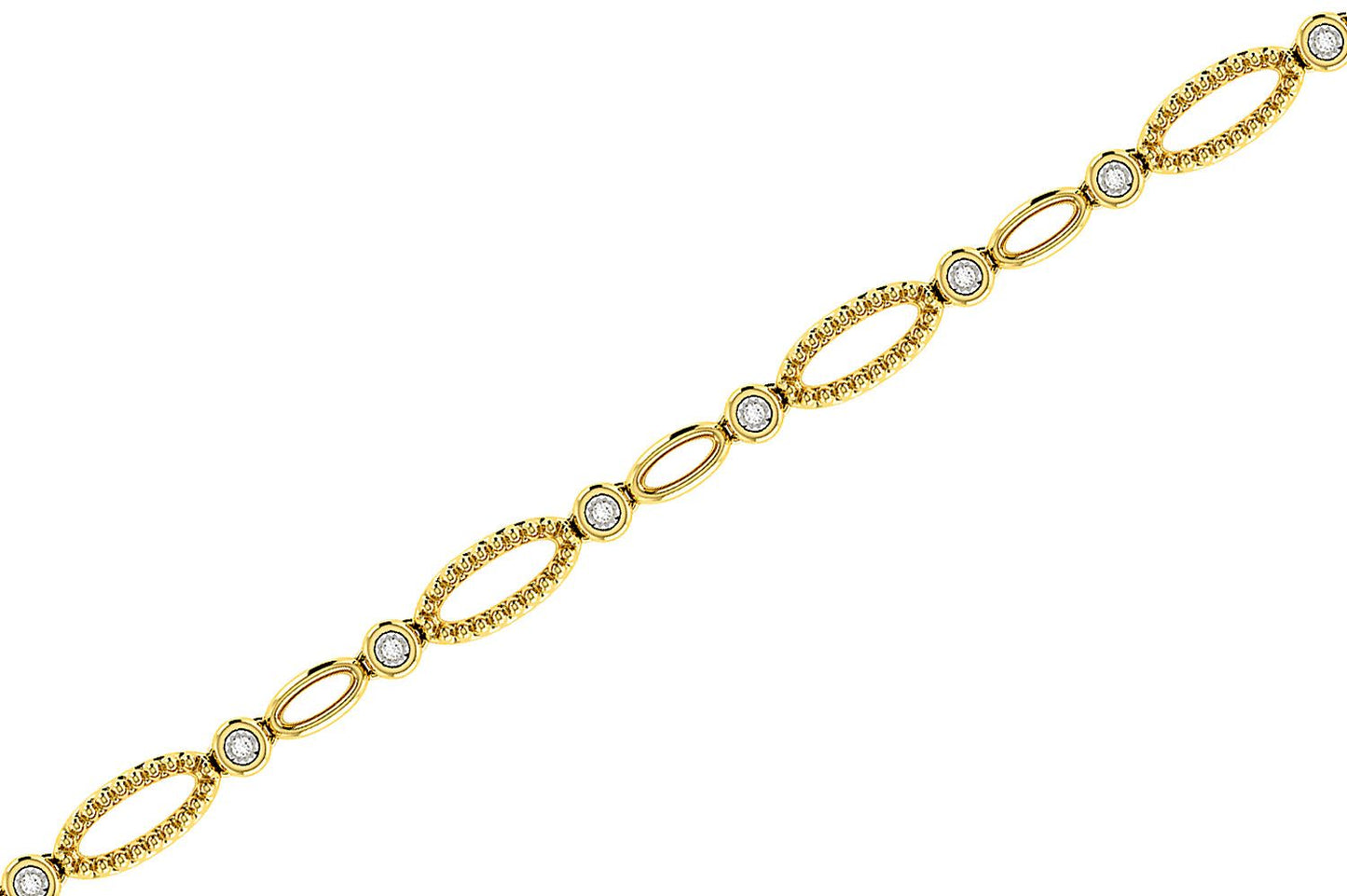 BRĂȚARĂ CU ZI OVALĂ ȘI DIAMANTE, AUR MASIV DE 14K, 0,10 CT