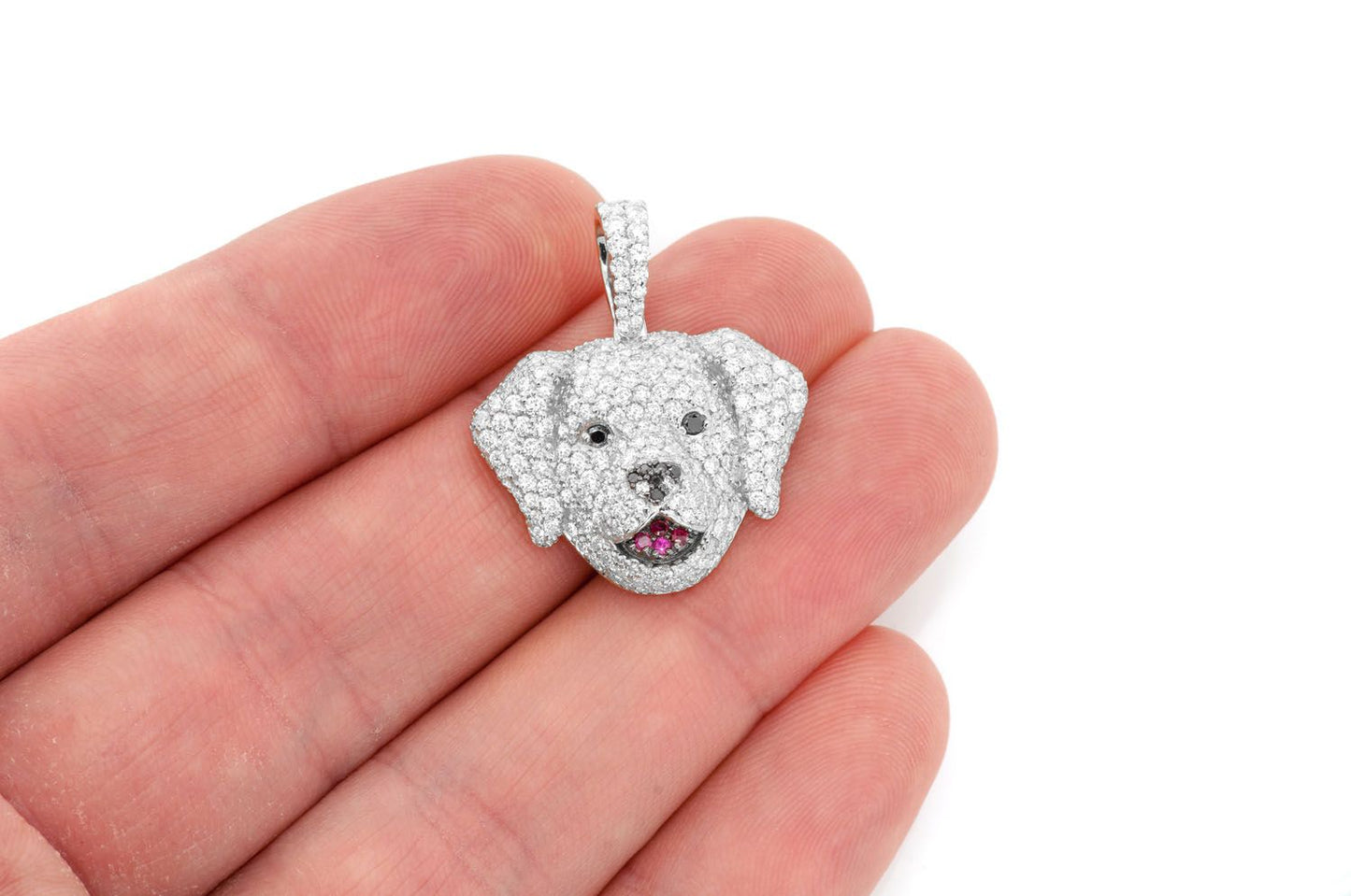 PANDANT LABRADOR RETRIEVER CU DIAMANT AUR MASIV DE 14K 2.50CT