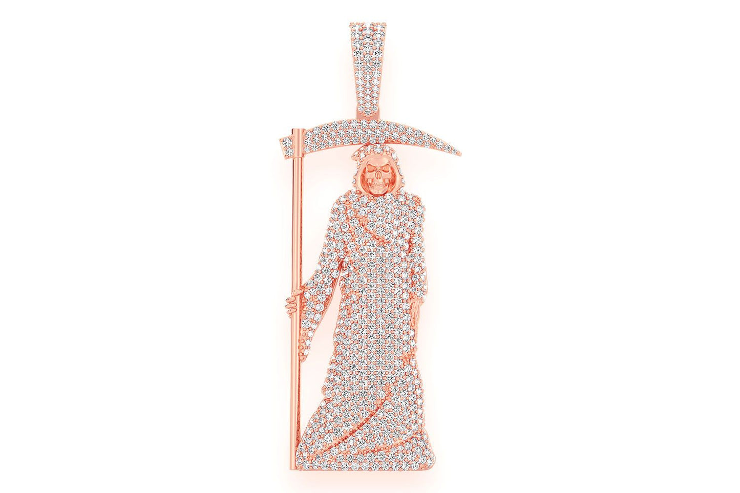 GRIM REAPER DIAMOND PENDANT 14K SOLID GOLD 4.50CTW