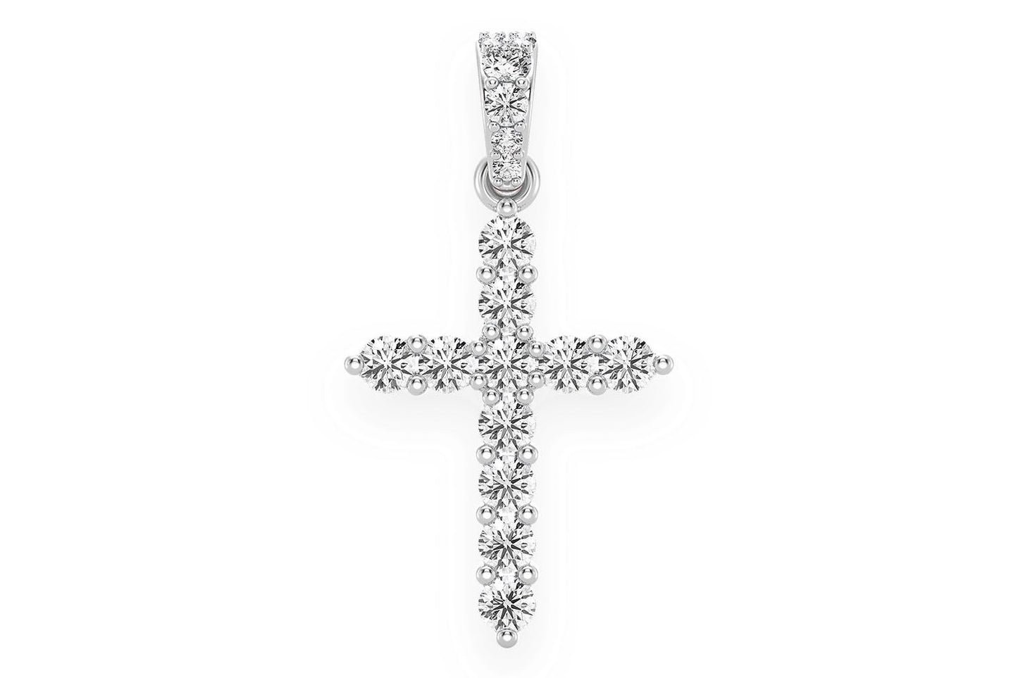 PANDANT CU DIAMANT ȘI CRUCE TIPO COȘ, AUR MASIV DE 14K, 0.50CT