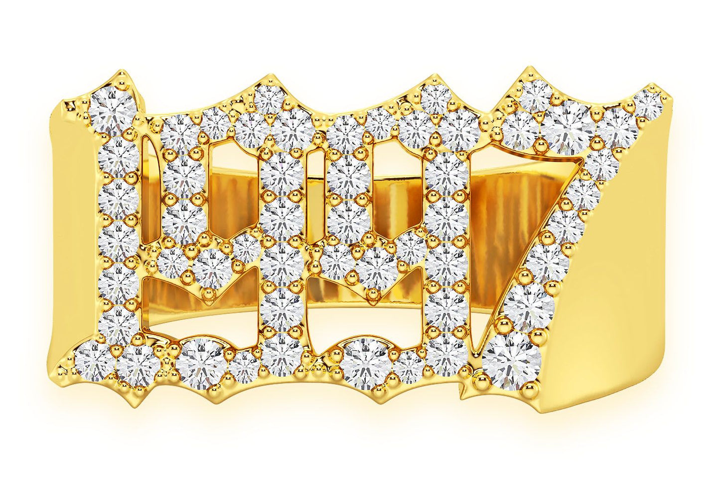 CUSTOM DATE OF BIRTH DIAMOND RING 14K SOLID GOLD 0.60CTW