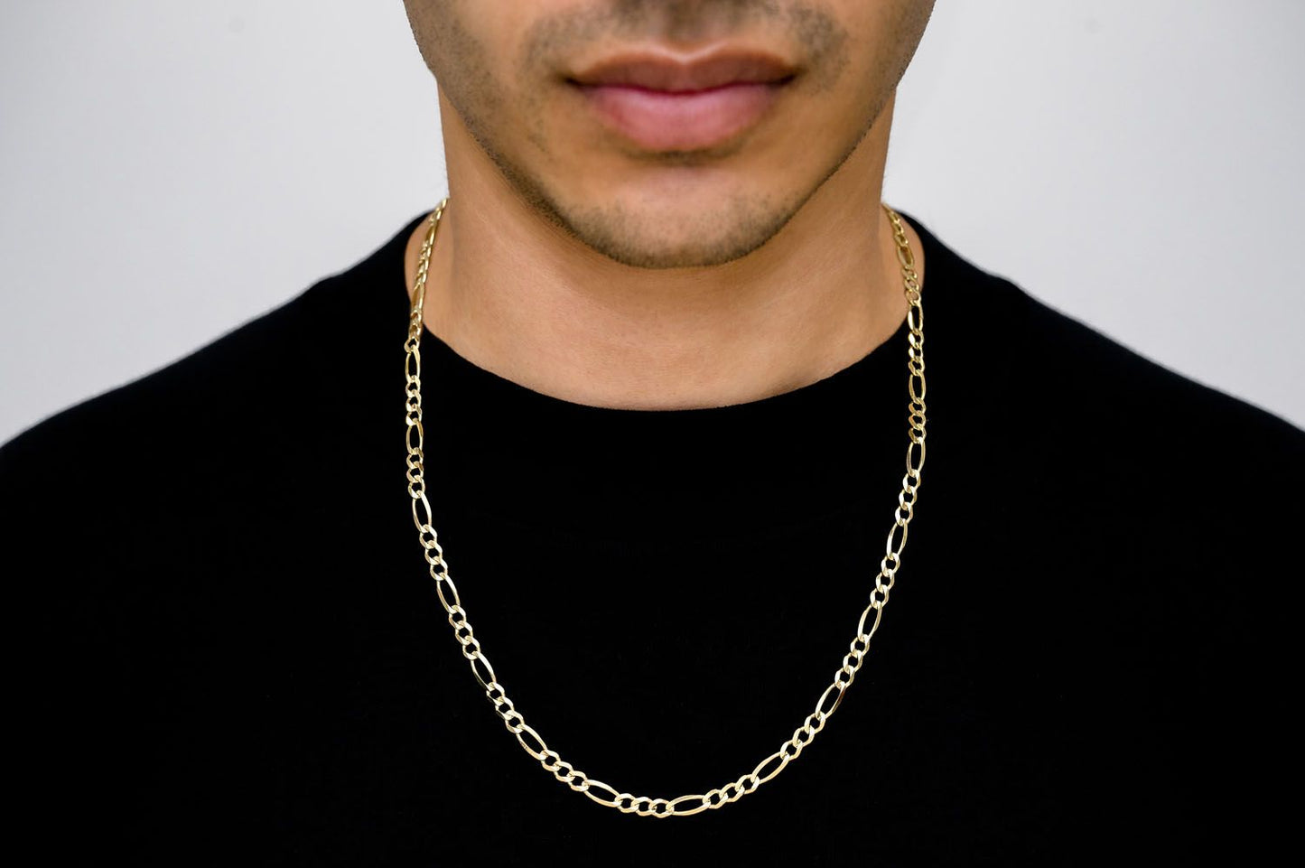 4.5MM FIGARO LINK 14K SOLID GOLD CHAIN