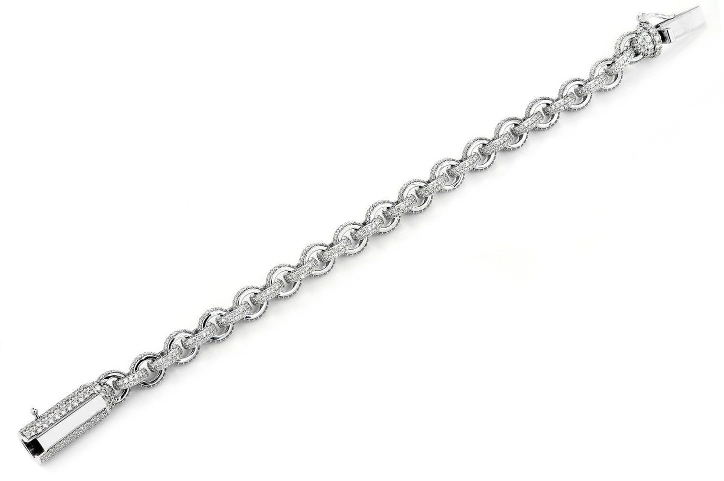ROLO DIAMOND PAVE LINK BRACELET 14K SOLID GOLD 18.25CTW