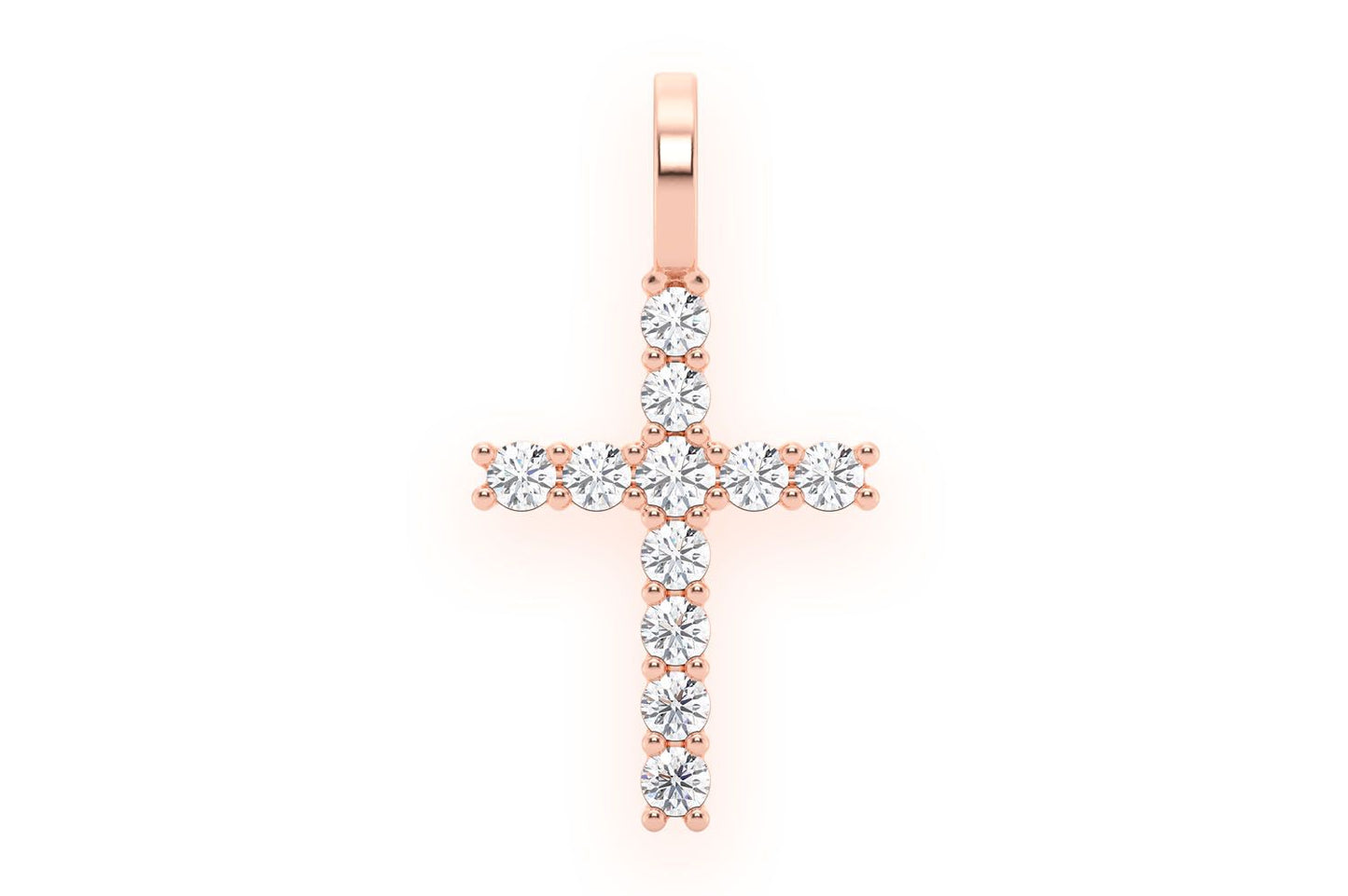 ONE ROW CROSS DIAMOND PENDANT 14K SOLID GOLD 0.50CTW