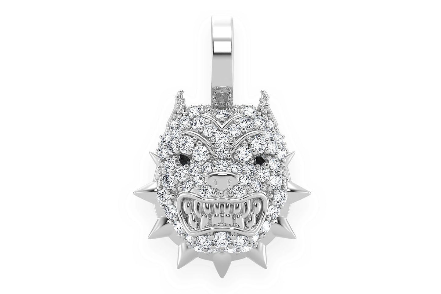PANDANT CU DIAMANT ȘI ZGORĂ PITBULL SPIKE, AUR MASIV DE 14K, 0.25CT