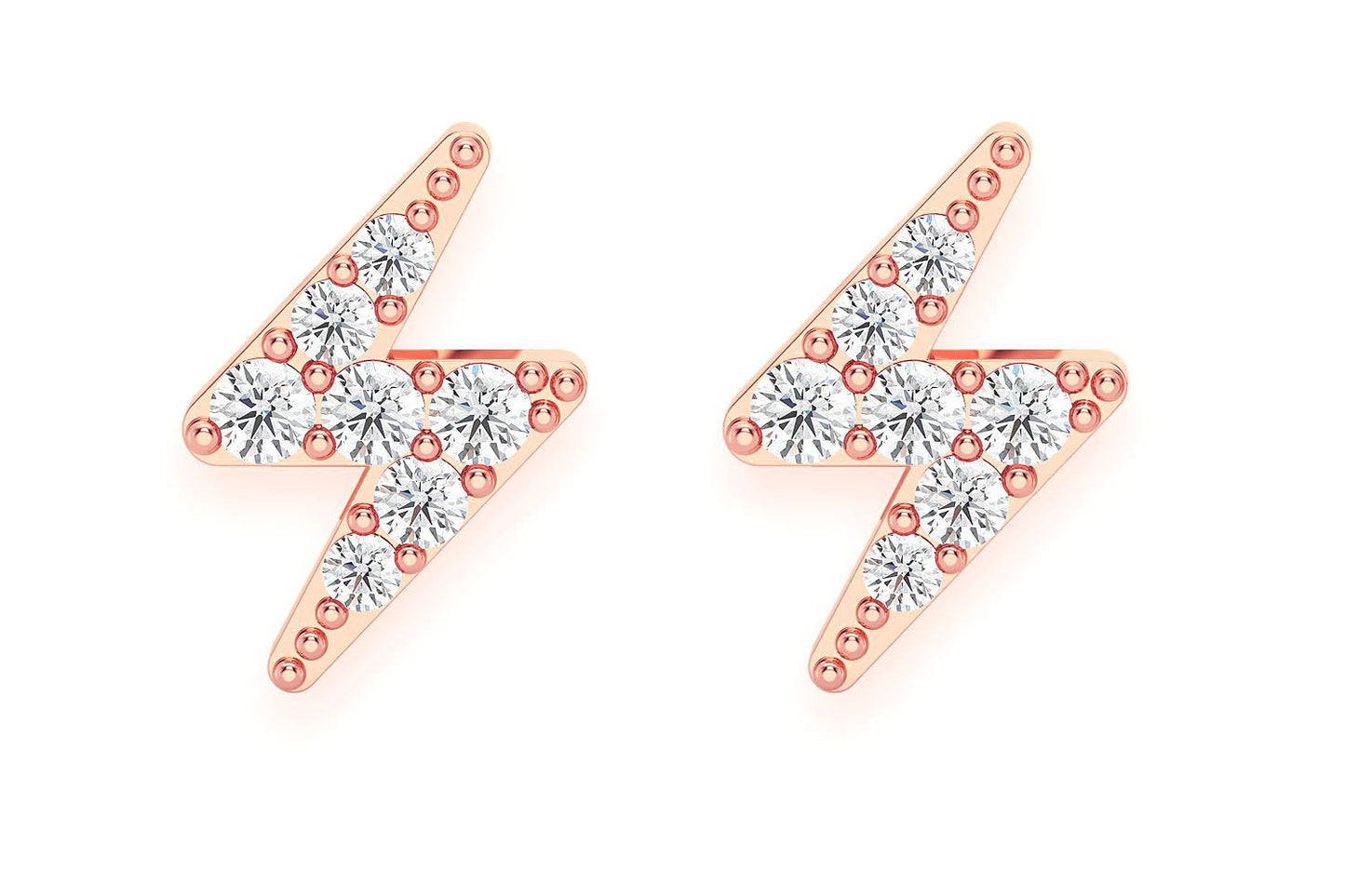 LIGHTNING BOLT STUD DIAMOND EARRINGS 14K SOLID GOLD 0.10CTW
