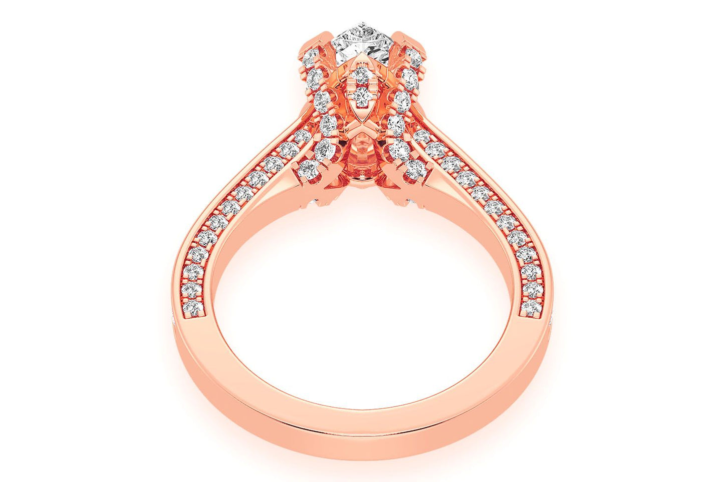 CHANT - 1.50CT PEAR SOLITAIRE - DELUXE ONE ROW SCALLOP - DIAMOND ENGAGEMENT RING