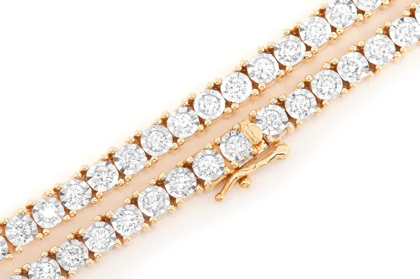 6PT MIRACLE SET DIAMOND TENNIS NECKLACE 14K SOLID GOLD 8.95CTW